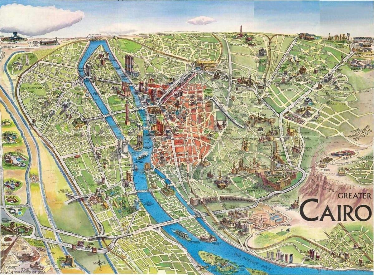 Mapa turističke kairo, egipat